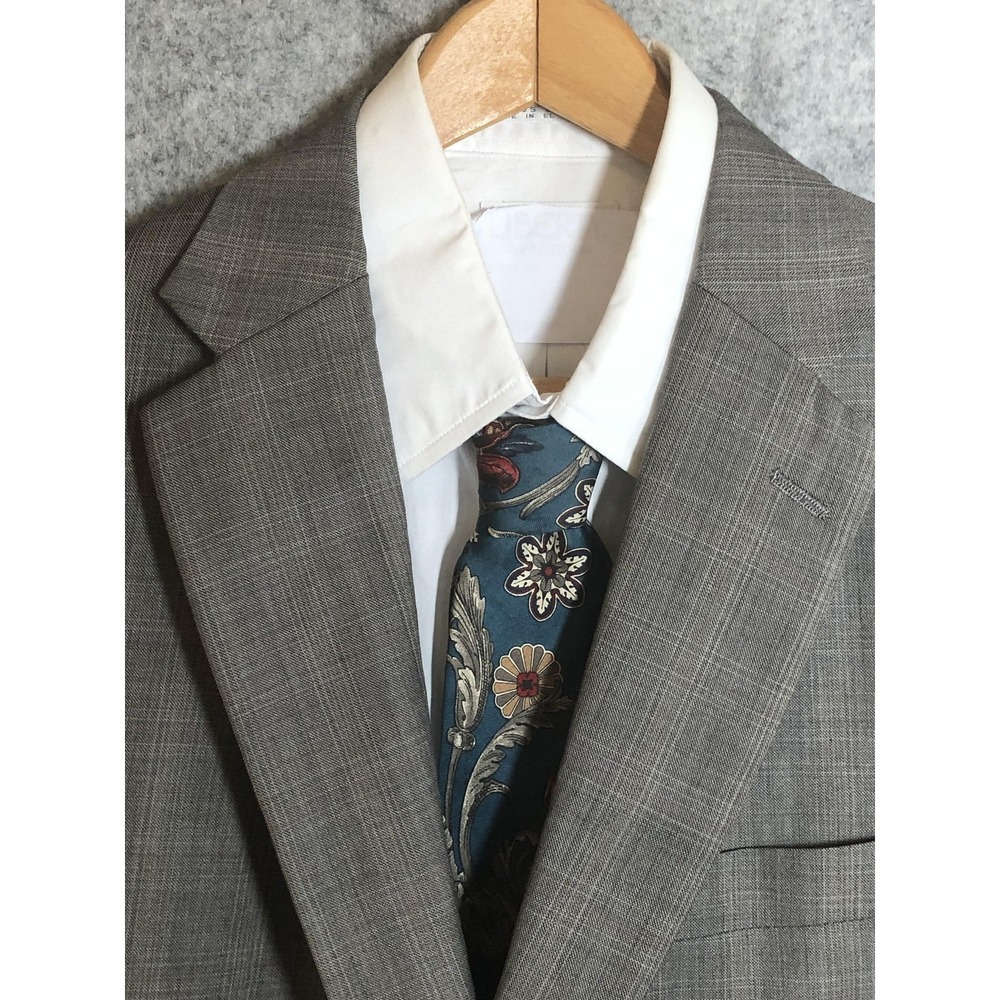 Hart Schaffner Marx Blazer Mens 44R Brown Gray Check Gold Trumpeter USA